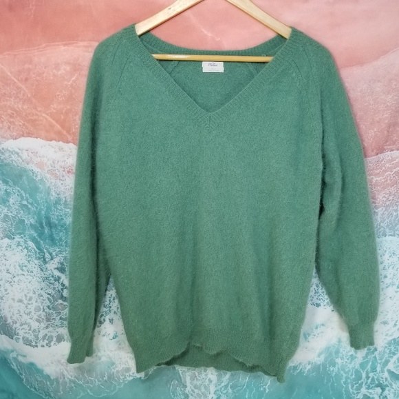 Madewell Sweaters - Wallace by Madewell Teal Rabbit Hair V-Neck